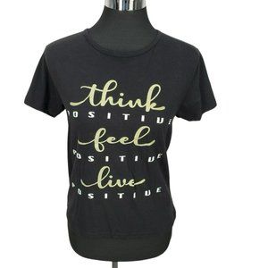 ON Fire Think Positive Feel Positive Live Positive Black Open Back Shirt‎ Large